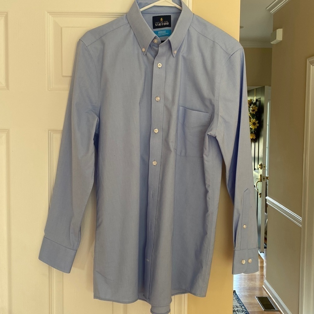 Nwot Stafford men’s blue long sleeve coolmax dress shirt slim fit